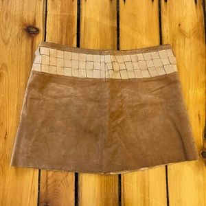 Brown Suede Western-Style Skirt